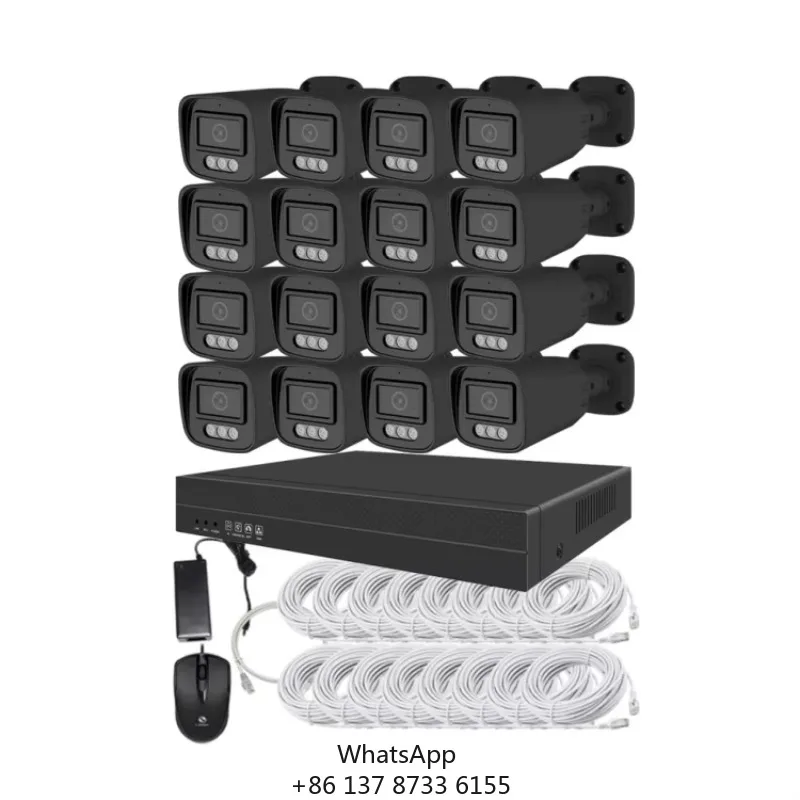

Black 4K 16CH Security Camera System Home PoE NVR Kits 16Pcs 8MP IP Security Camera