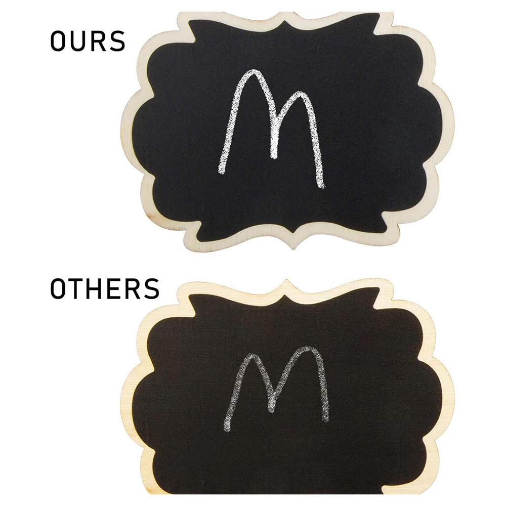 &A11I 20 Pack Mini Rectangle Chalkboard Label, Foot Stand and Hanging Chalk Blackboard Wood Small Message Board