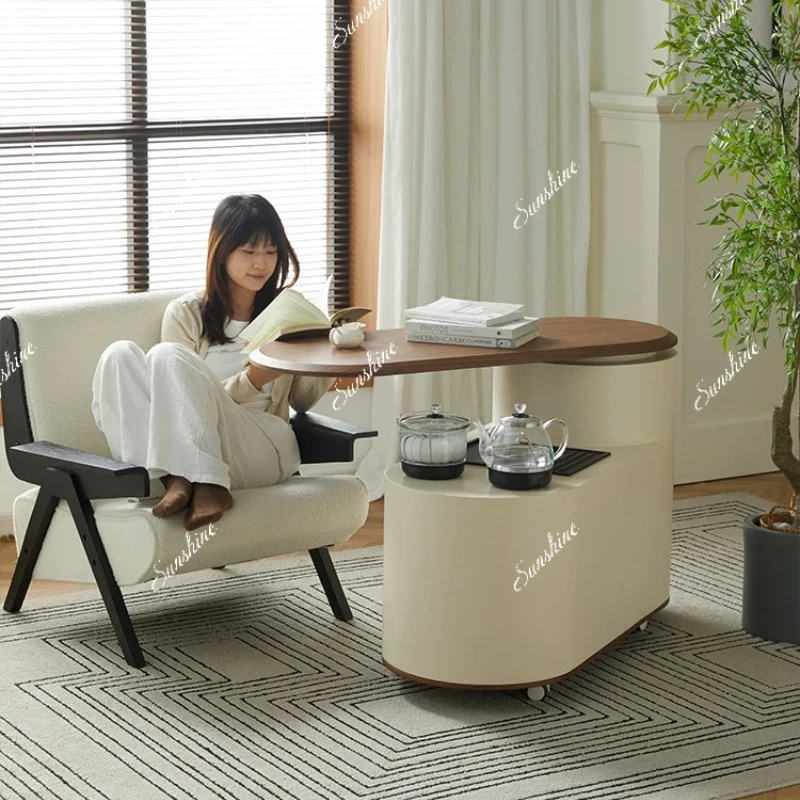 Removable kettle integrated living room home sofa tea cart