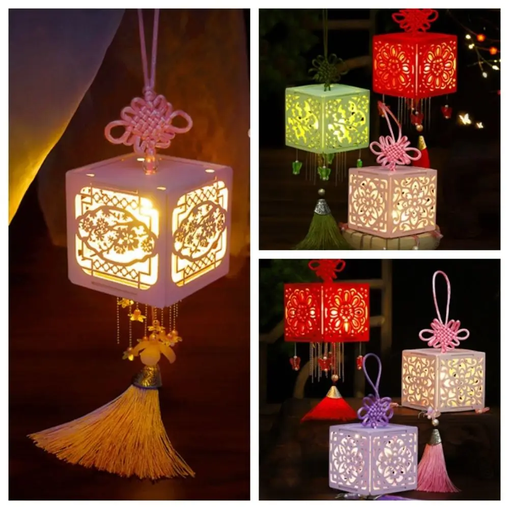 Retro With LED Light DIY Mid-Autumn Lantern Chinese Style Handmade Handmade Lanterns Good Luck Glowing Dancing Props