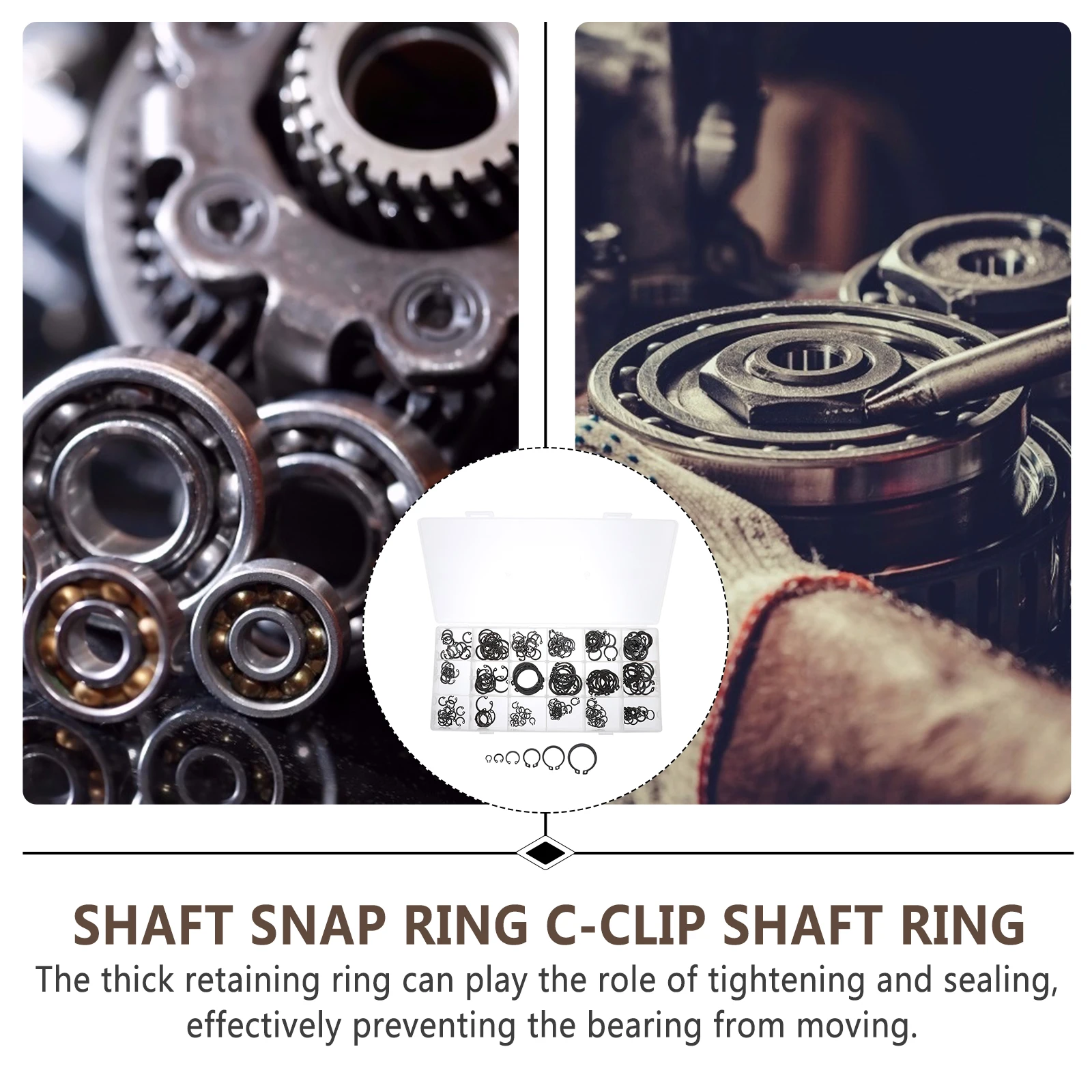 

1 Set C-Shape Snap Retaining Ring Carbon Steel Circlip Corrosion Resistant Smooth Surface Heavy Duty Bearing Fixing Hardware Kit