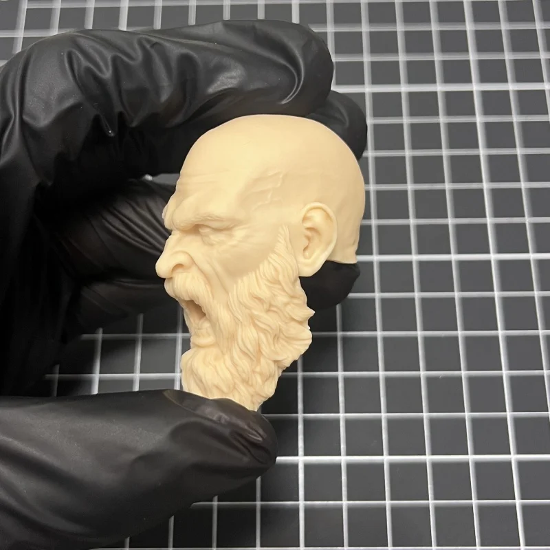 Kit de modelo de tallado de cabeza de resina, Hardman Kratos, figura de emoji rugiente, sin montar y sin color, escala 1:6