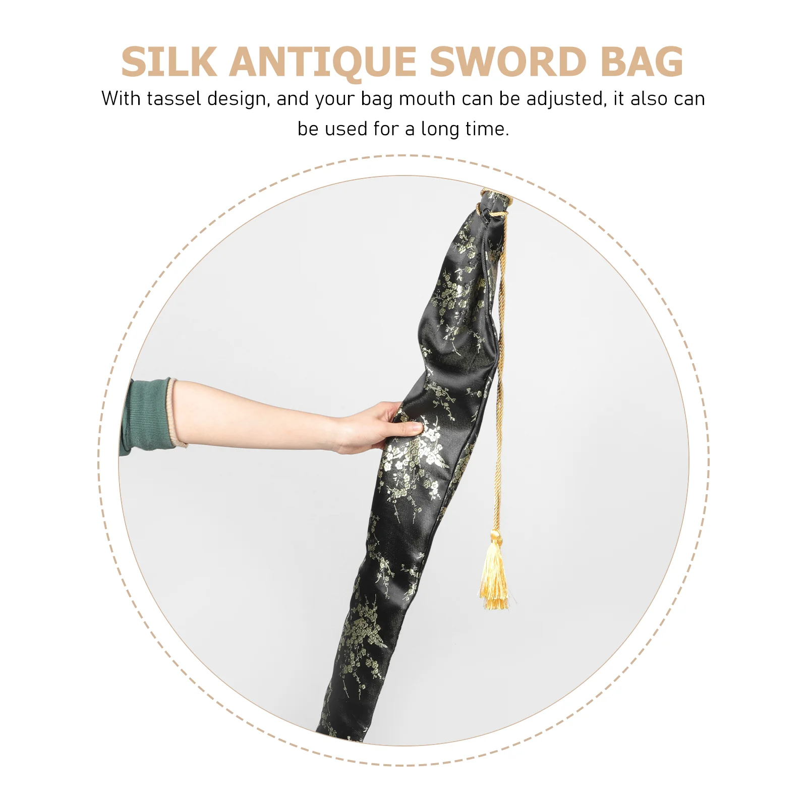 Japanese Sword Receive Bag Outdoor with Tassel Tai-Chi Swords Carrying Silk Suitcase Suitcases