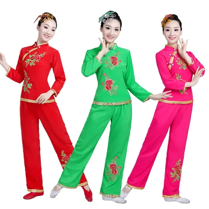 2018 new ancient chinese costume women folk dance lion for woman hanfu women new year Fan Yangko Stage clothing dragon Younger