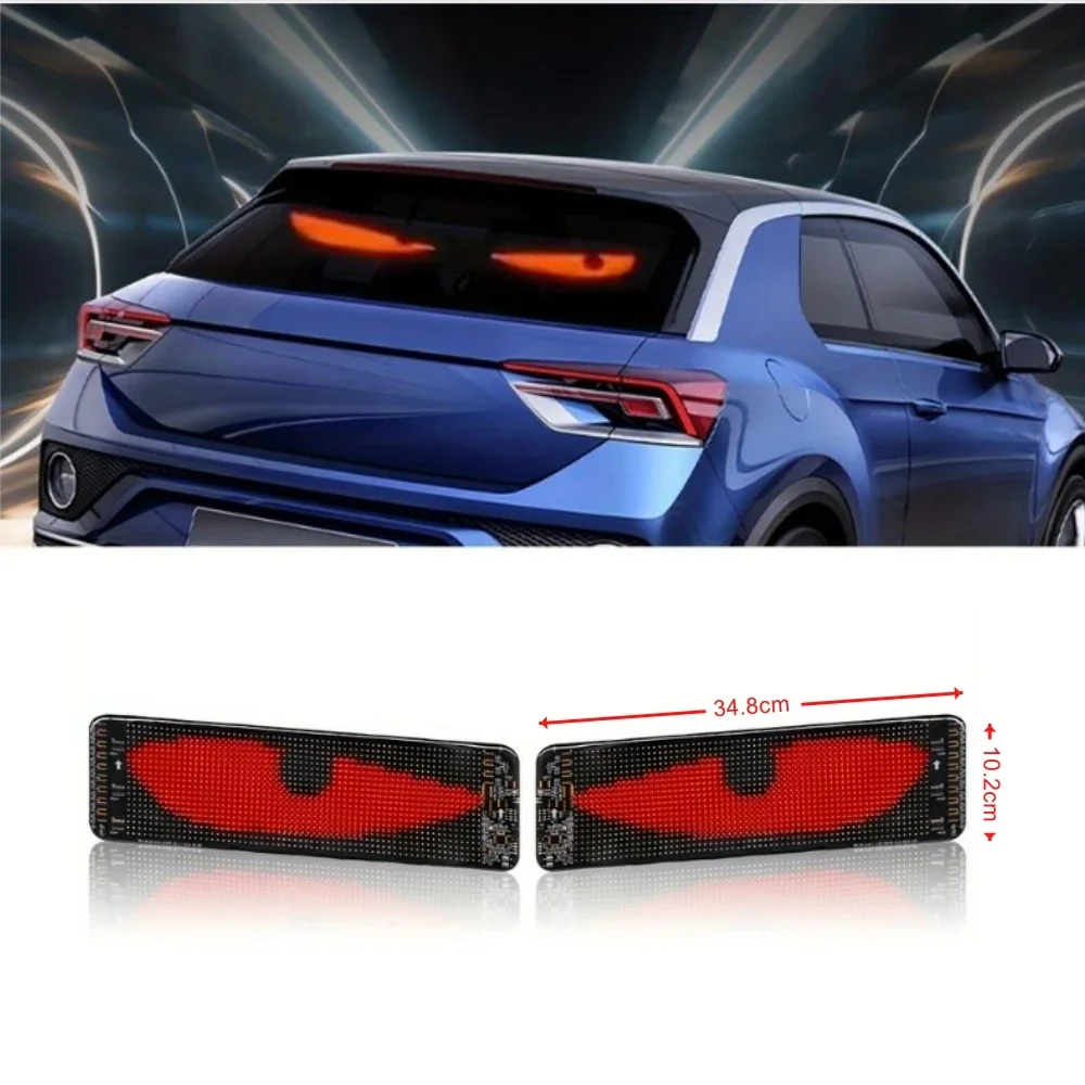 2PCS Devil Eyes Light for Car Window Flexible LED Display Screen Panel Demon Dynamic Big Eye Lights for Windshield