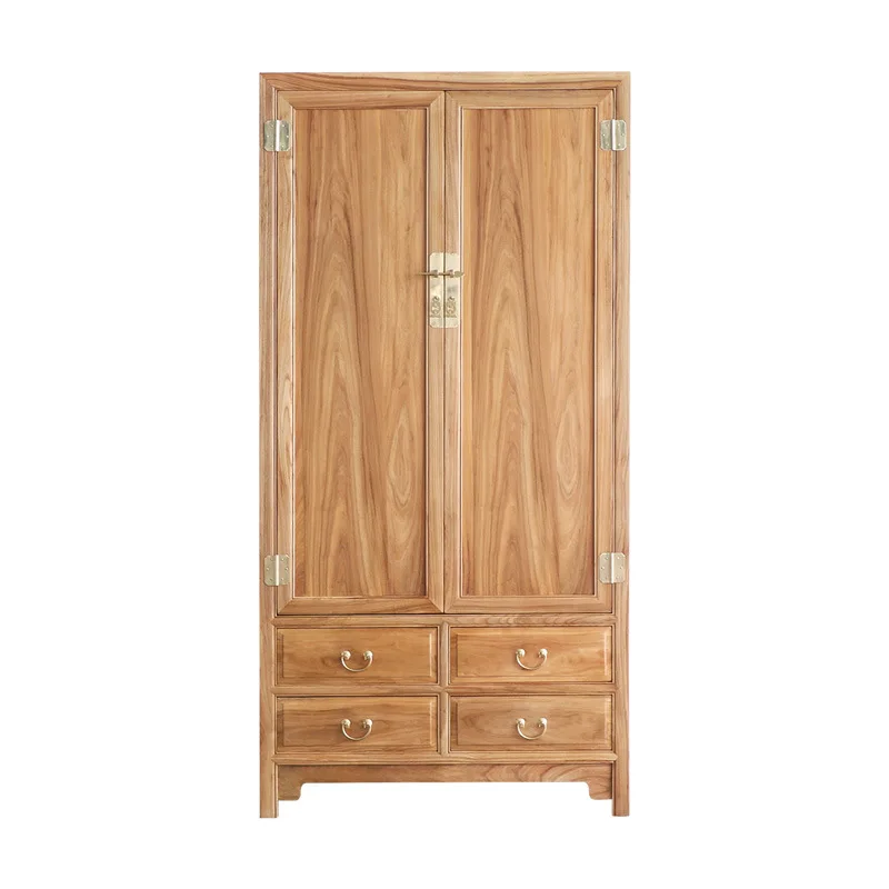 

New Chinese-style homestay bedroom simple hanging wardrobe rattan braided wardrobe with drawers bedroom storage