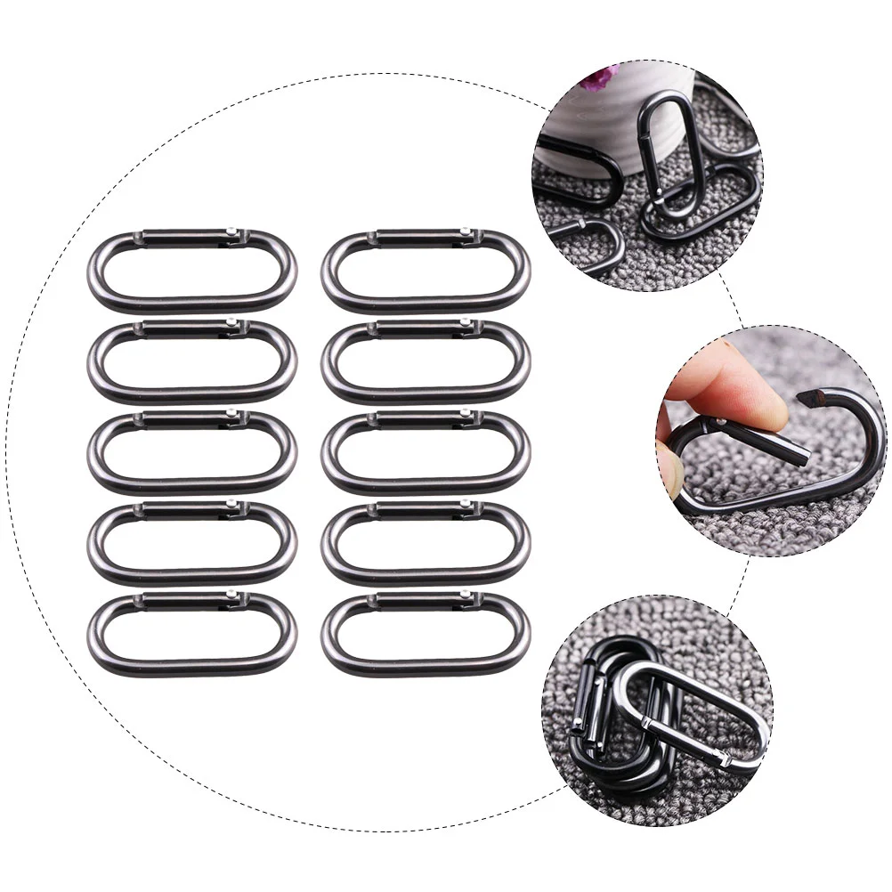 10 Pcs Kettle Hook Camping Accessories Bag Aluminum Alloy Buckles Portable Oval Type Small Hanging Clip Water