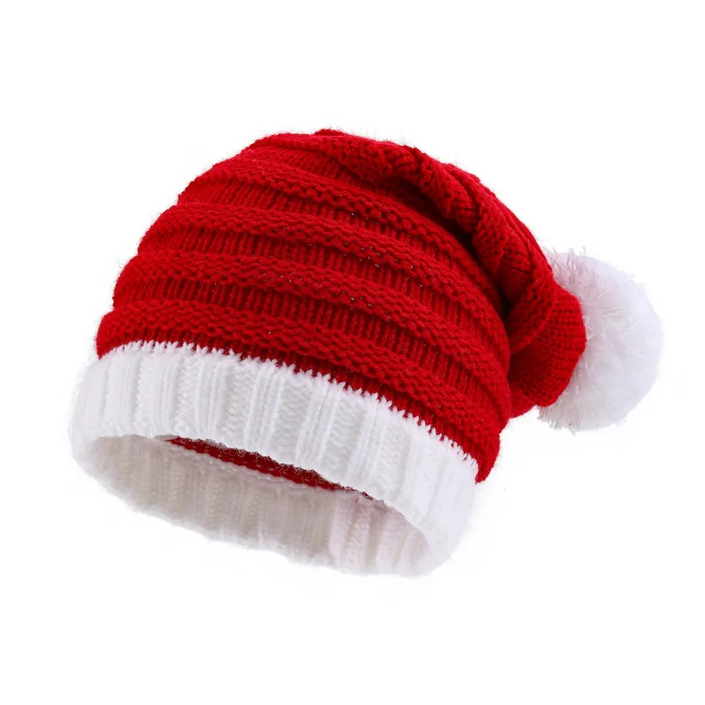 Christmas Beanie Christmas Holiday Decoration Hat Winter Warm Hat Red White Christmas Knitted Hat For Parent  Matching