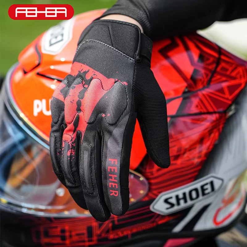 

FEHER Men's Motorcycle Gloves Anti-Fall Breathable Comfortable Gloves Abrasion Resistant Ergonomic Design Motorcycle Glove