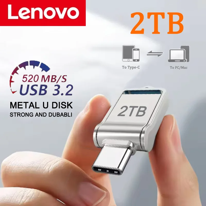 محرك فلاش Lenovo Mini 2 تيرا بايت USB 3.0 سريع النوع C محرك القلم عصا الذاكرة بيانات عالية السرعة 512 جيجابايت لأجهزة الكمبيوتر والهاتف والكمبيوتر قرص U سريع #1