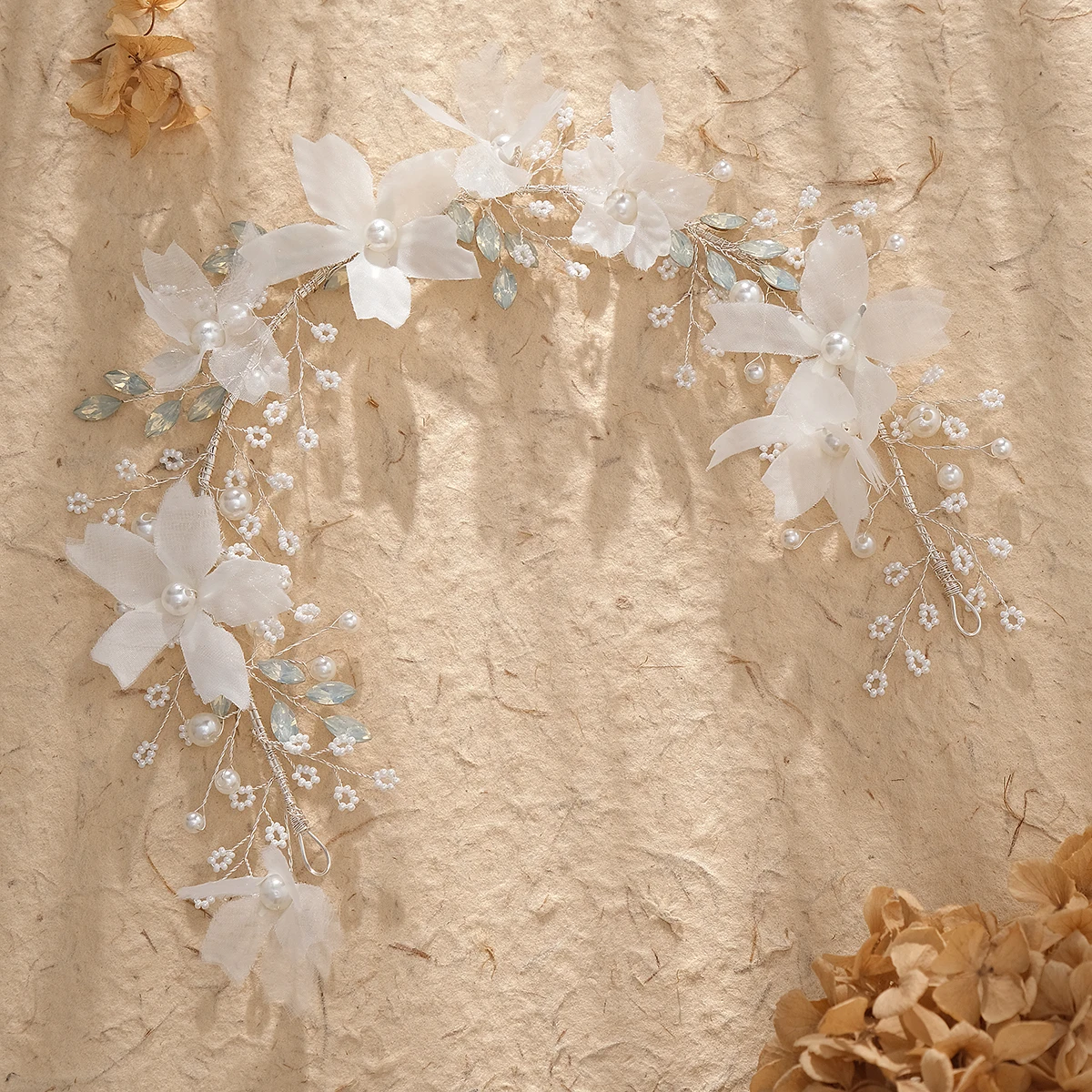 Mori Sweet Handmade Pearl Flower Fabric Hairband Romantic Wedding Bridal Headbands Headpieces Trendy Hair jewelry