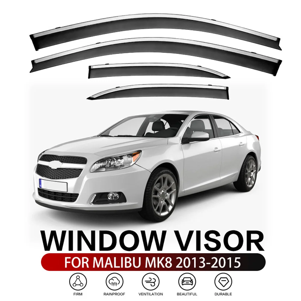 

Chrome Strips Rain Guards for CHEVROLET Malibu 2012-2016 Window Visor Wind Deflectors Door Visor Vent Shades Ventvisor