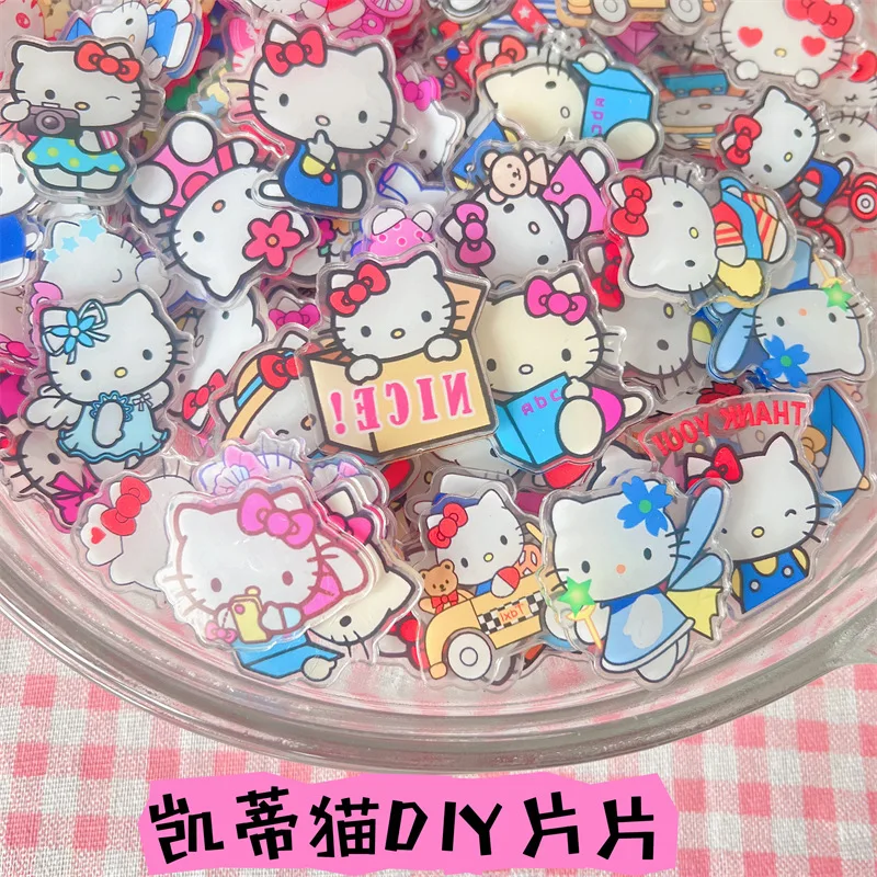 30pcs Random Hello Kitty Cute Acrylic Patch DIY Bag Jewelry Crafts Accessories For Keychain Brooch Phone Case Anime 2cm Ornament