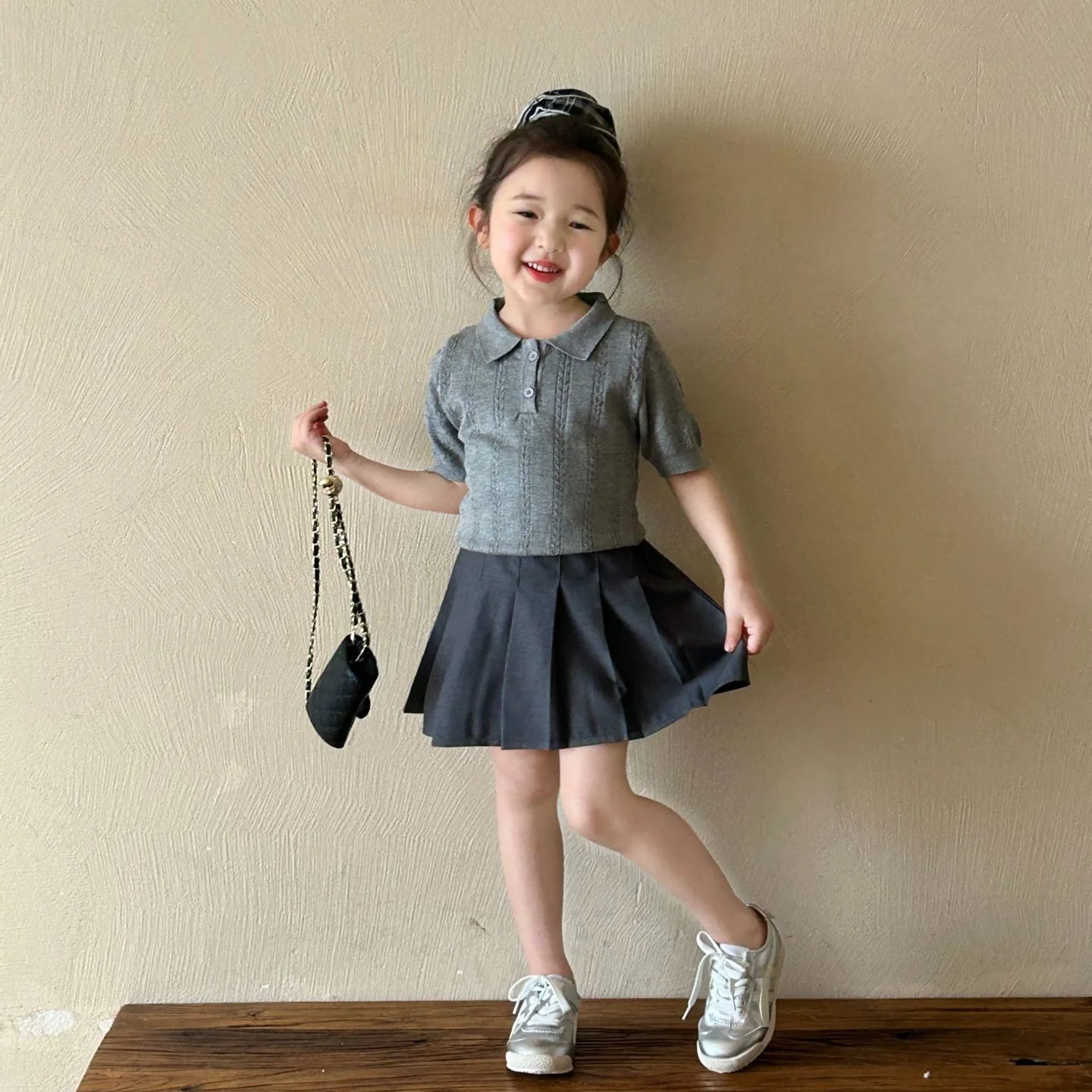 

2025 Summer New Children's Clothing Korean Version Children's Clothing Girls Wool Knitted Top Short-sleeved Sweater Summer