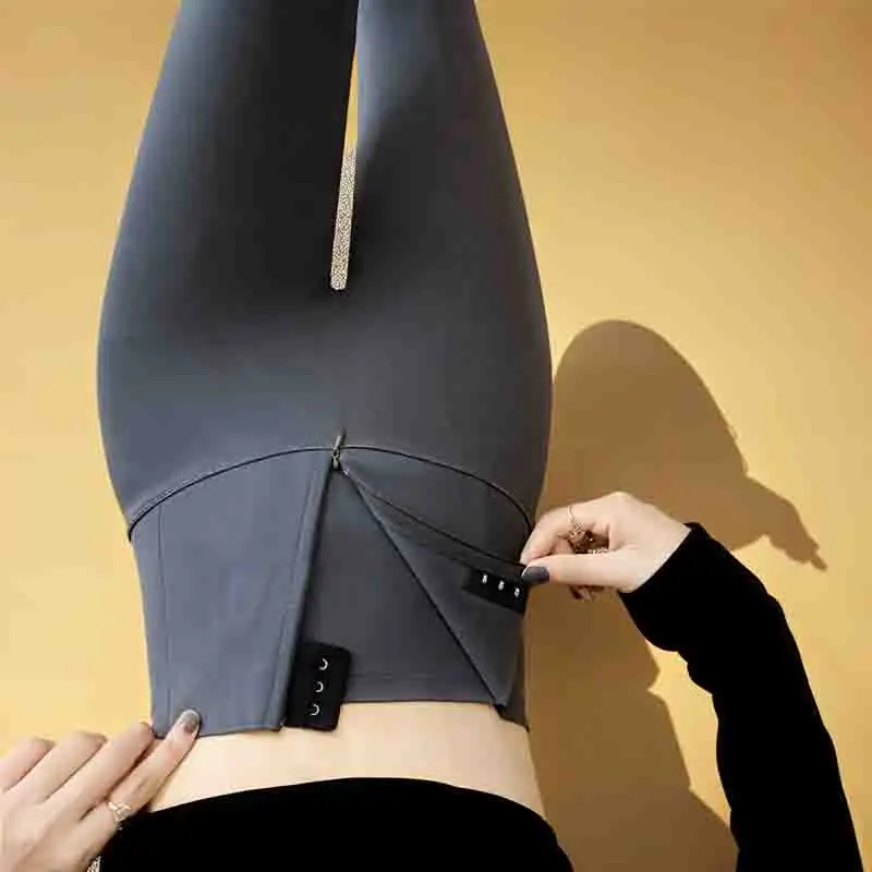 Leggings svasati da donna a metà polpaccio, fluff di carbone, stringati, floccaggio polare, club, abbigliamento nudo, aderente, carino, ricamato, sexy