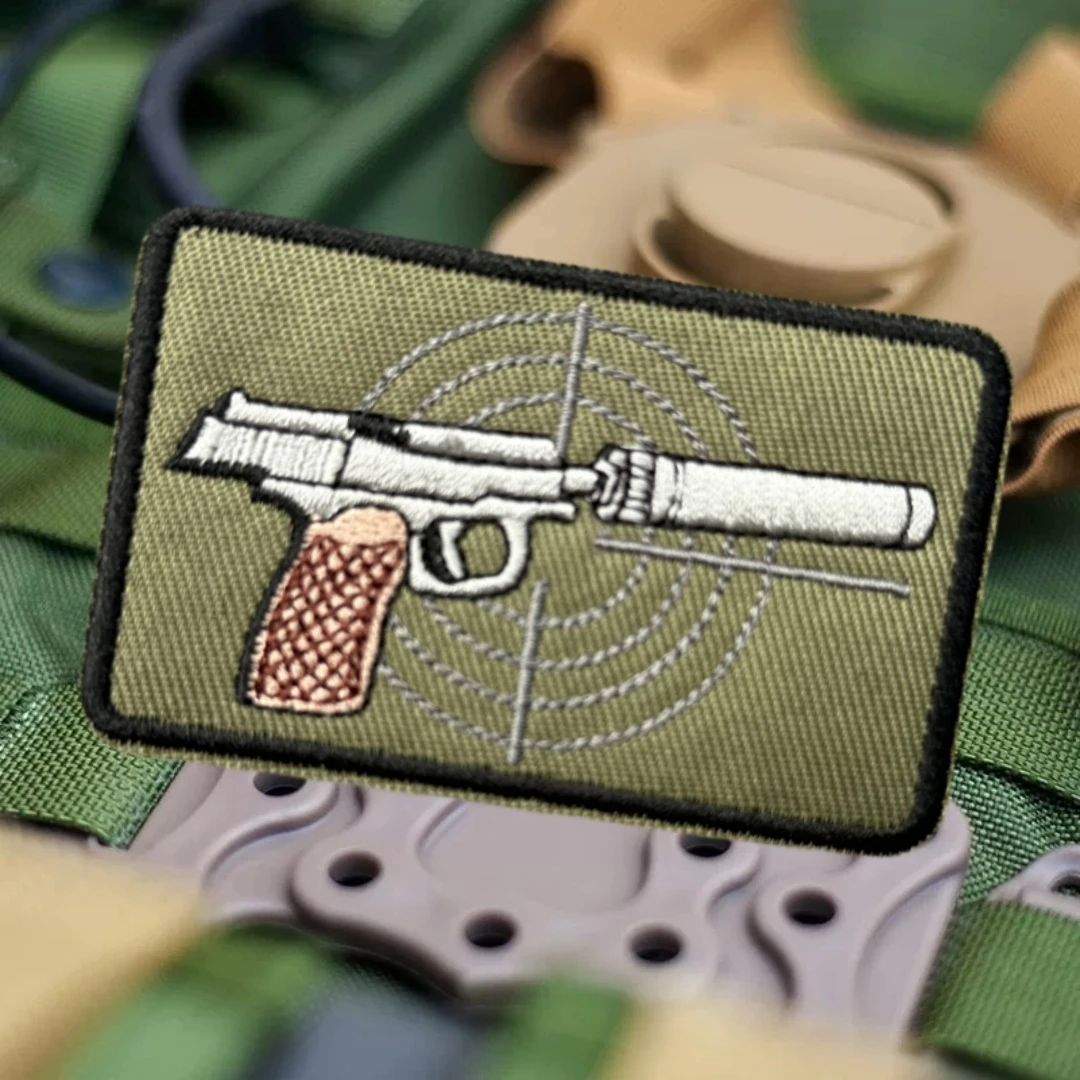 Insignia táctica moral de pistola gancho y bucle para ropa bordada - imagen 5