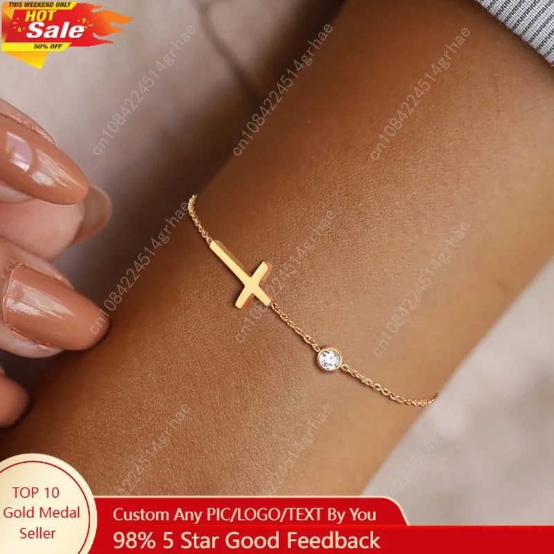 

CAOSHI Trendy Lady Cross Bracelet with Simple Design Women Daily Wearable Accessories with Dazzling Zirconia Fashion Jewelry