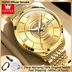 OLEVS Original Gold Dragon Wristwatch for Man Automatic Mechanical Business Watch Waterproof Luminous TOP Brand Men's Wristwatch
