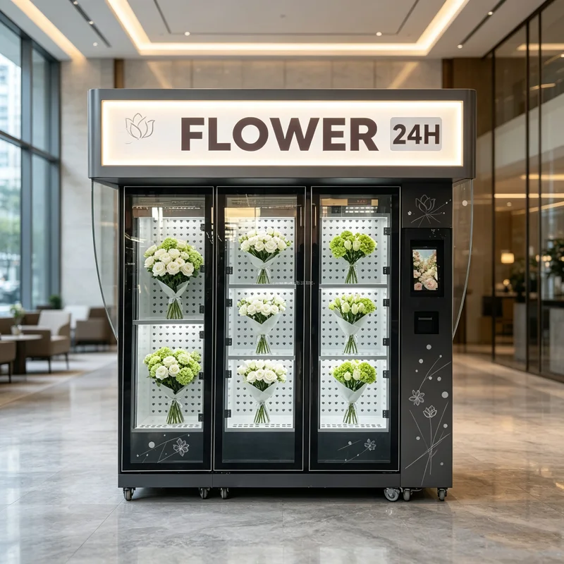 Flower Vending Machine Custom Color 32 Inch Touch Screen Bill Acceptor Hotel Lobby Bussiness Customized