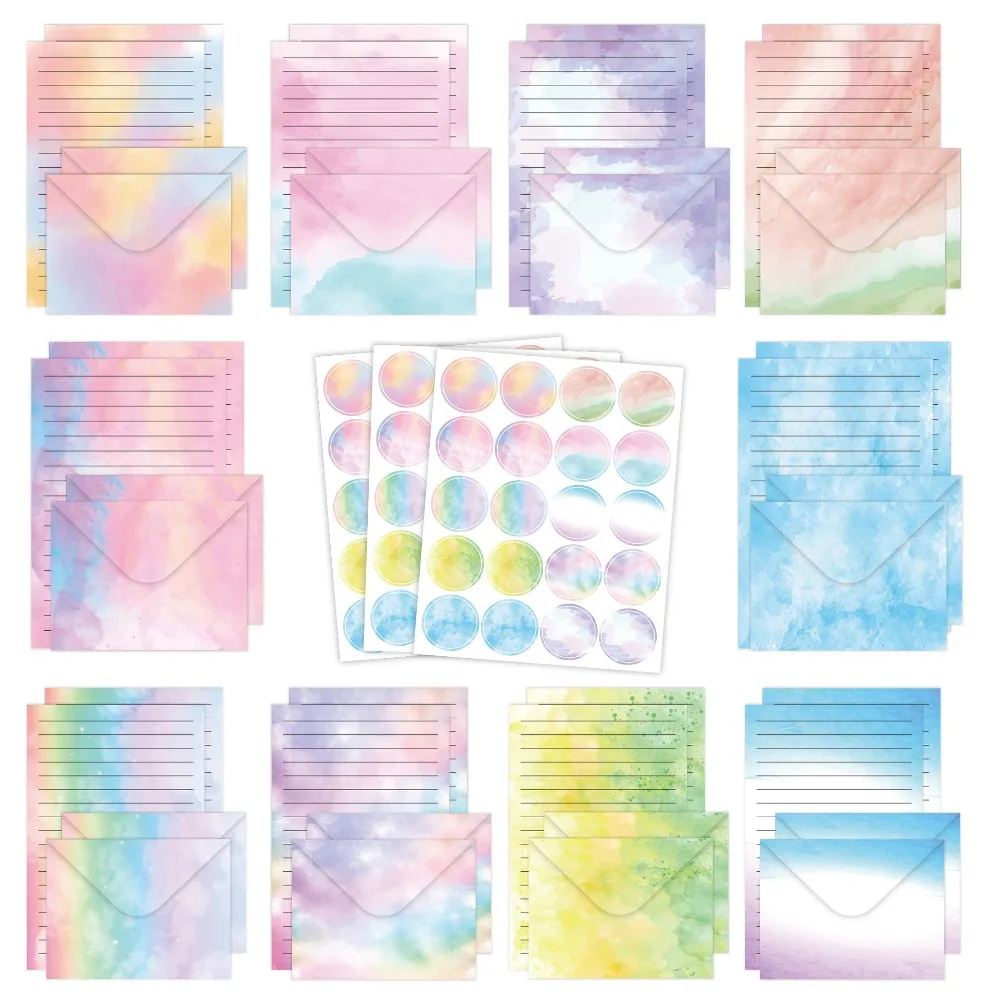 

160pcs Watercolor Letter Paper and Envelope Set Invitation Card Artistic Design Stationery Writing Paper Vintage DIY Postcards