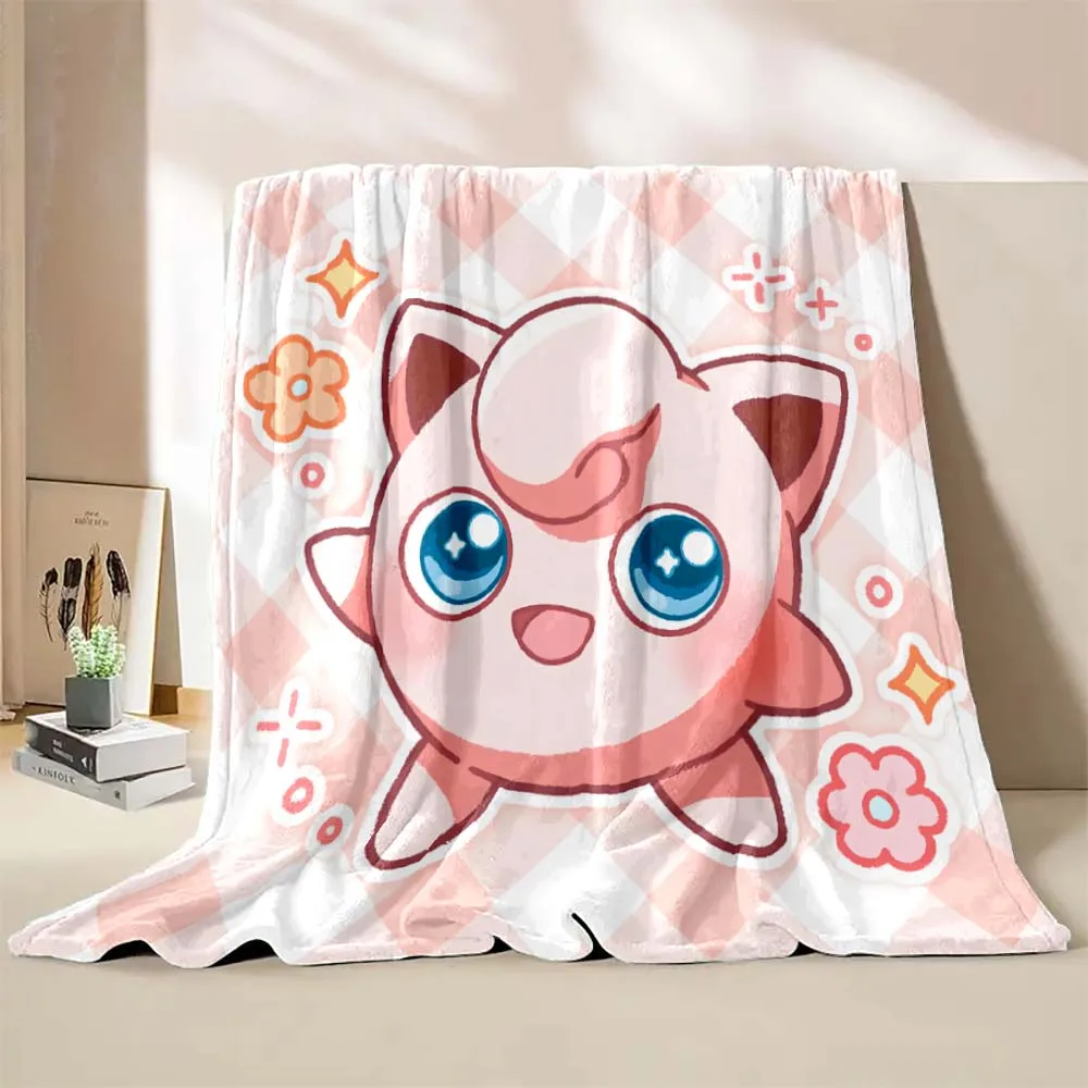 6 Sizes Cute Pokémon Jigglypuff Printing Blanket Adult Children Warm Blankets Home Travel Soft and Comfortable Blanket Pink Gift