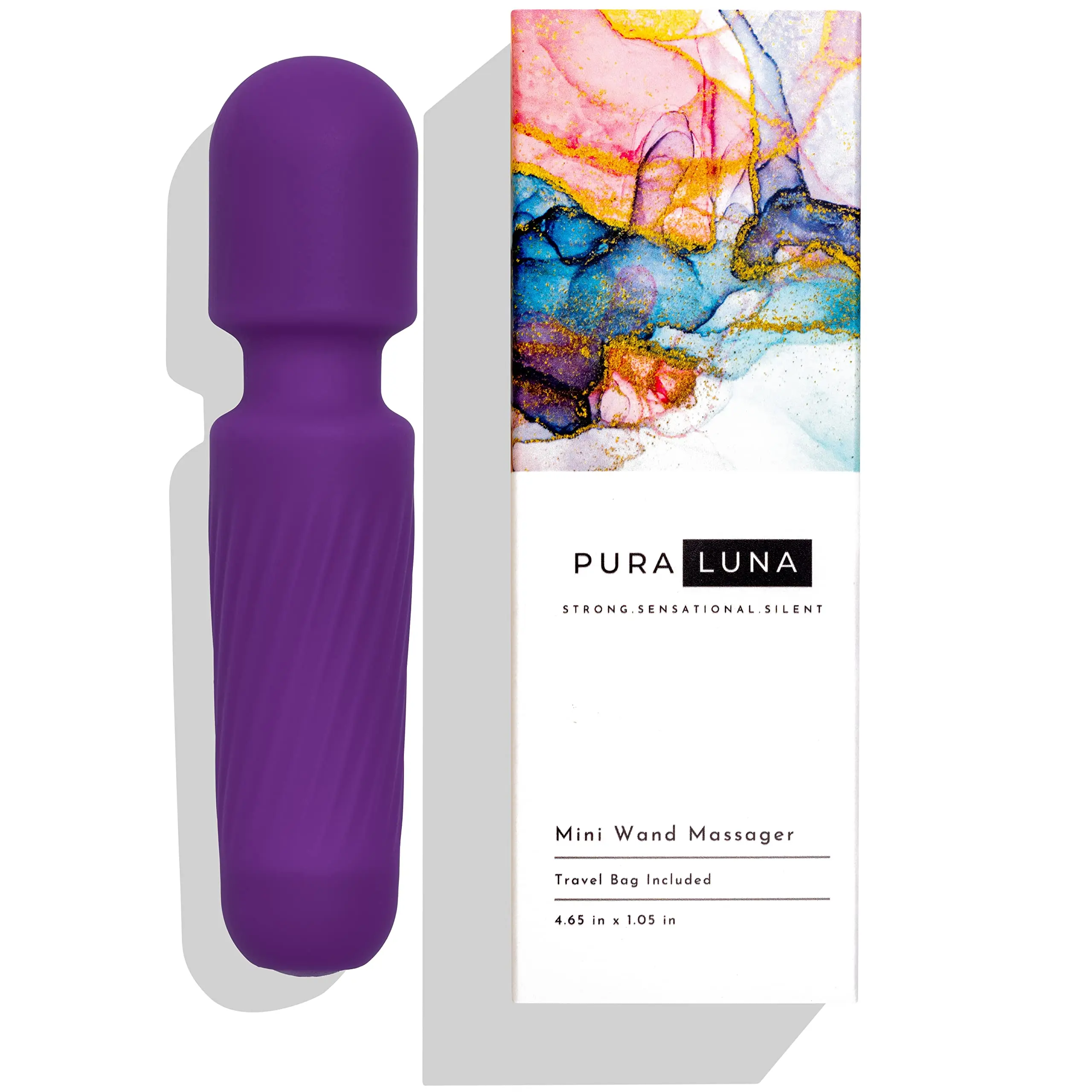 

Puraluna Mini Personal Massager-Including Travel Bag-Waterproof, Quiet, Powerful, USB Charging 10 Vibration Modes (Purple)