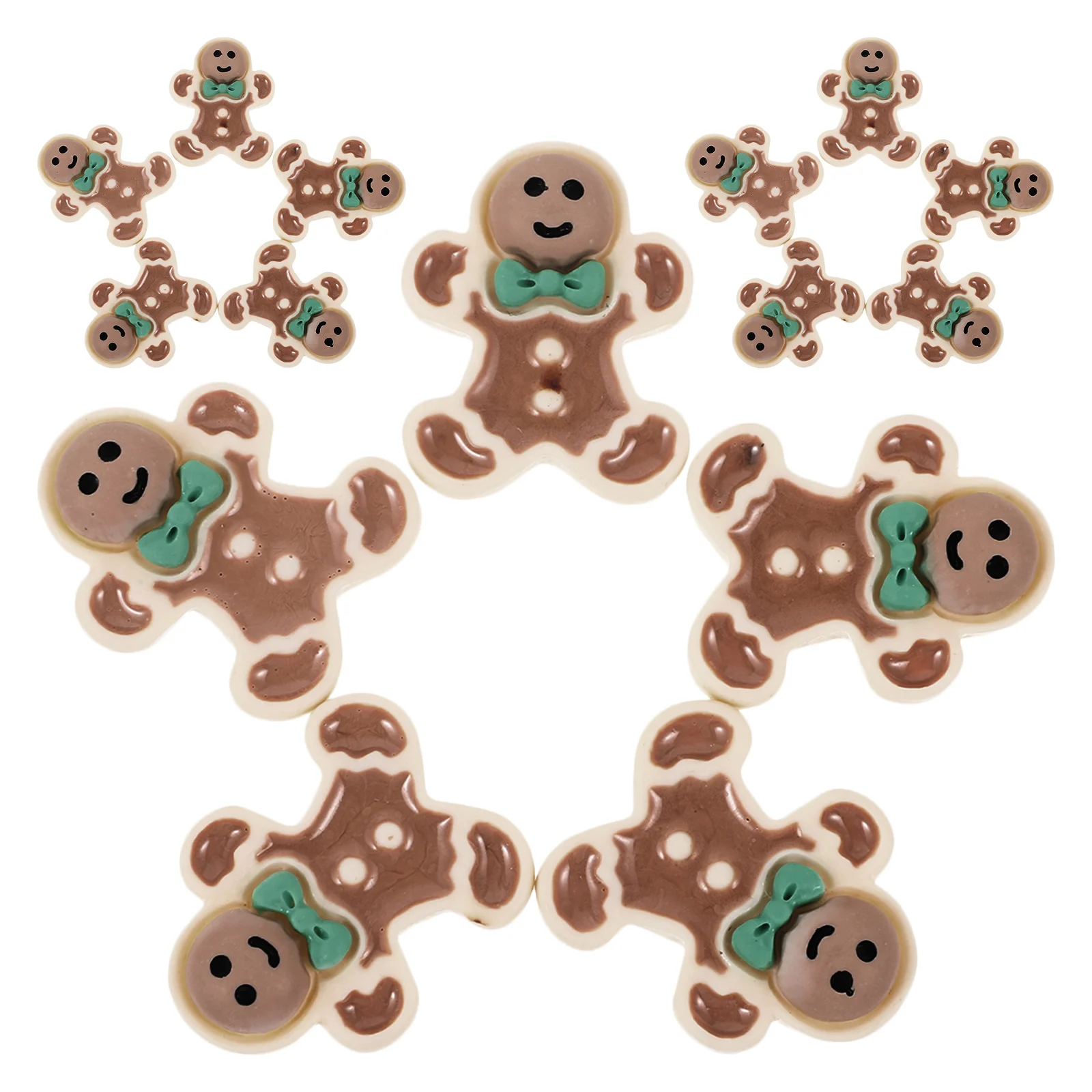 40 Pcs Christmas Accessories Resin Gingerbread Man Decor Suit for Men Pendant DIY Phone Case Mould Xmas Layout Mini Ornaments