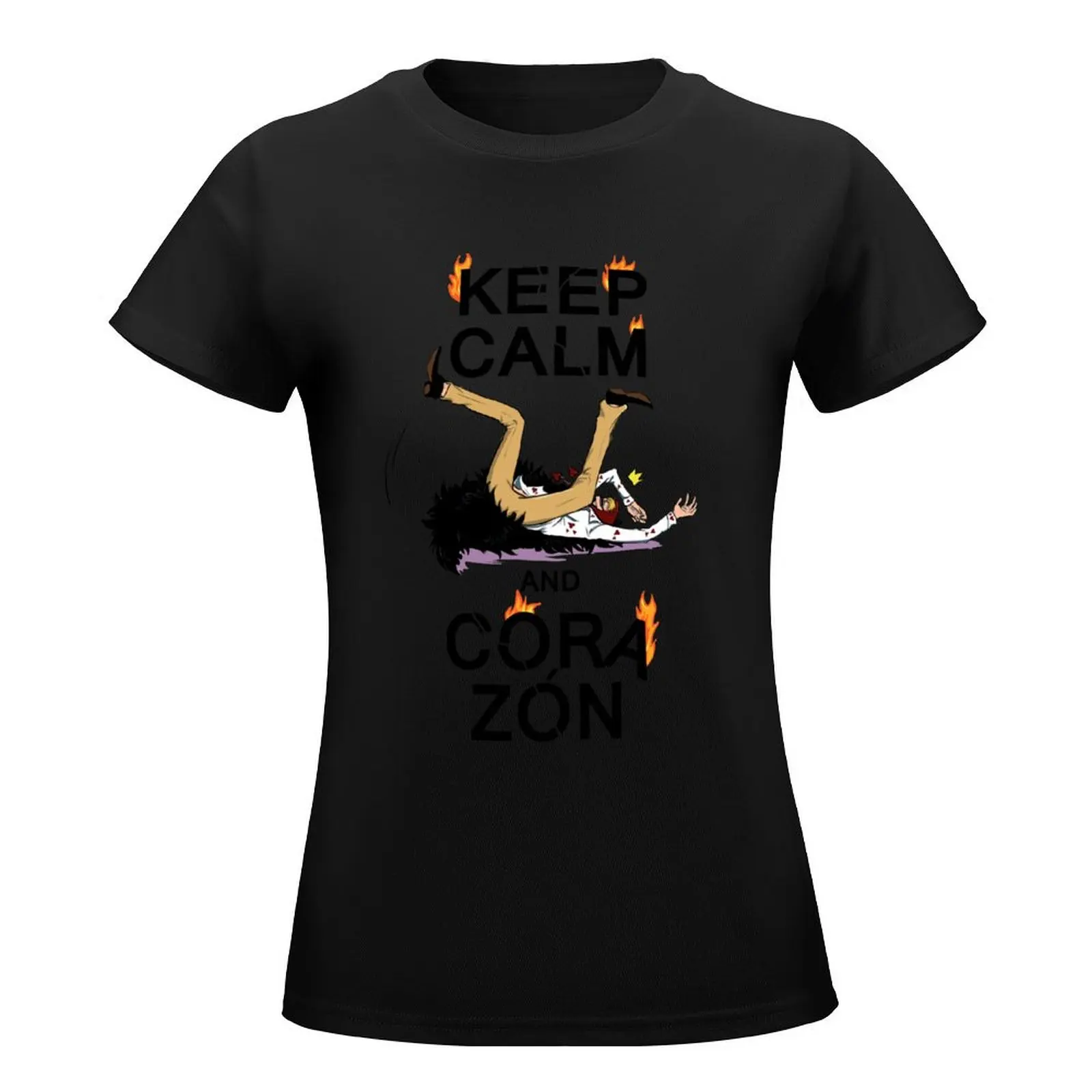 KEEP CALM AND CORAZON T-Shirt summer top Short sleeve tee oversized t shirts for Women