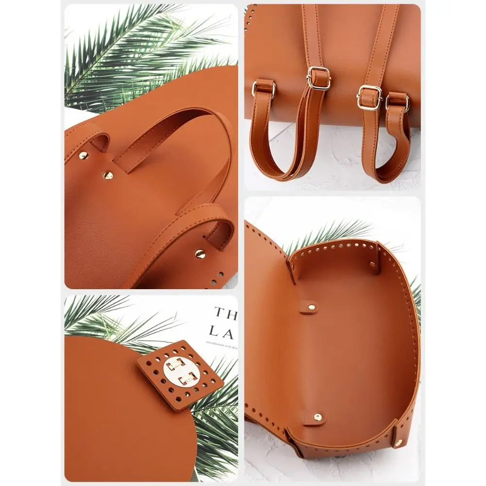 Couro do plutônio diy tecido mochila conjunto artesanal diy bolsa de couro alça ajustável saco de crochê kit uso viagem