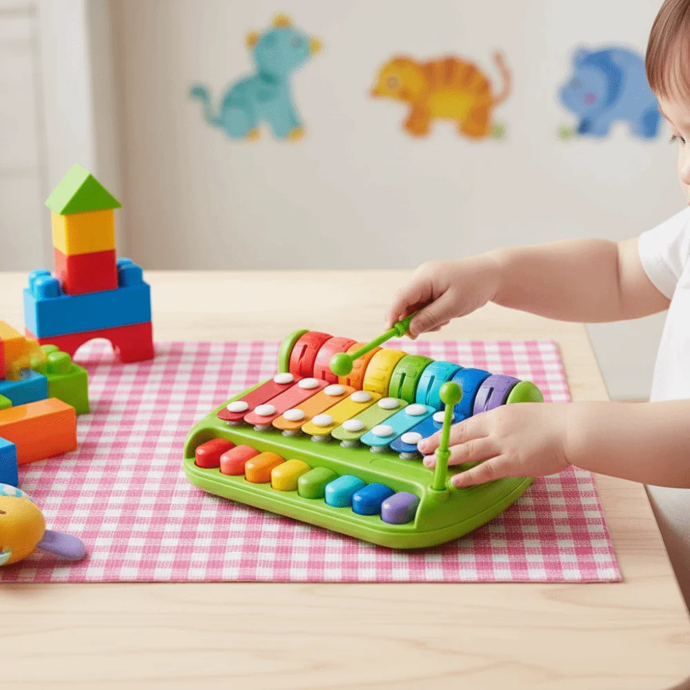 Kunststoff 8-Noten Klopfen Klavier Spielzeug Hand Klopfen Schlaginstrument Baby Musik Teigstock Spielzeug Xylophon Spielzeug 2 in 1