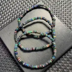 4MM Natural Black Opal Bracelet Handmade Fortune Energy Bangle Mineral Woman Amulet Jewelry Gift 1PCS