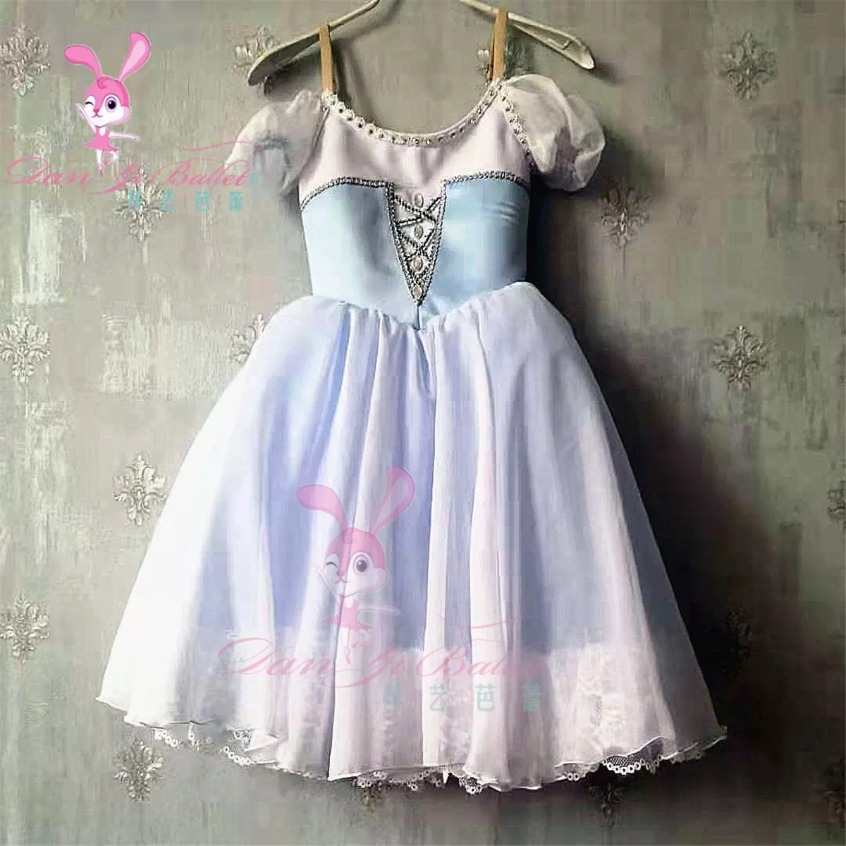 Danyi vestido de ballet para niños adultos vestido de gasa en forma de campana traje de competición azul Giselle Gepelia