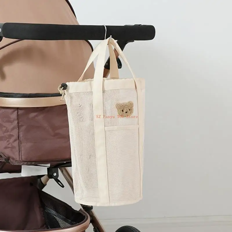 

96GC Hollow Out Storage Bag Travel Bag Multifunctional Diaper Bag Solid Color Mesh Handbag Solid Color Mom Bag