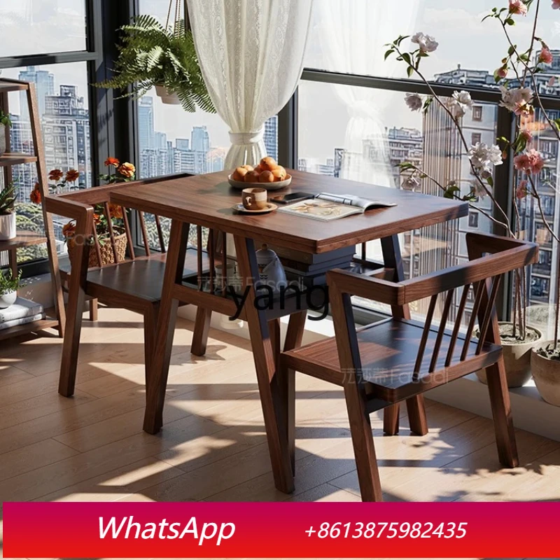 LMMBalcony Three-piece Set Solid Wood One Table Two Chairs Creative casual Tea Drinking Table and Chair Combination
