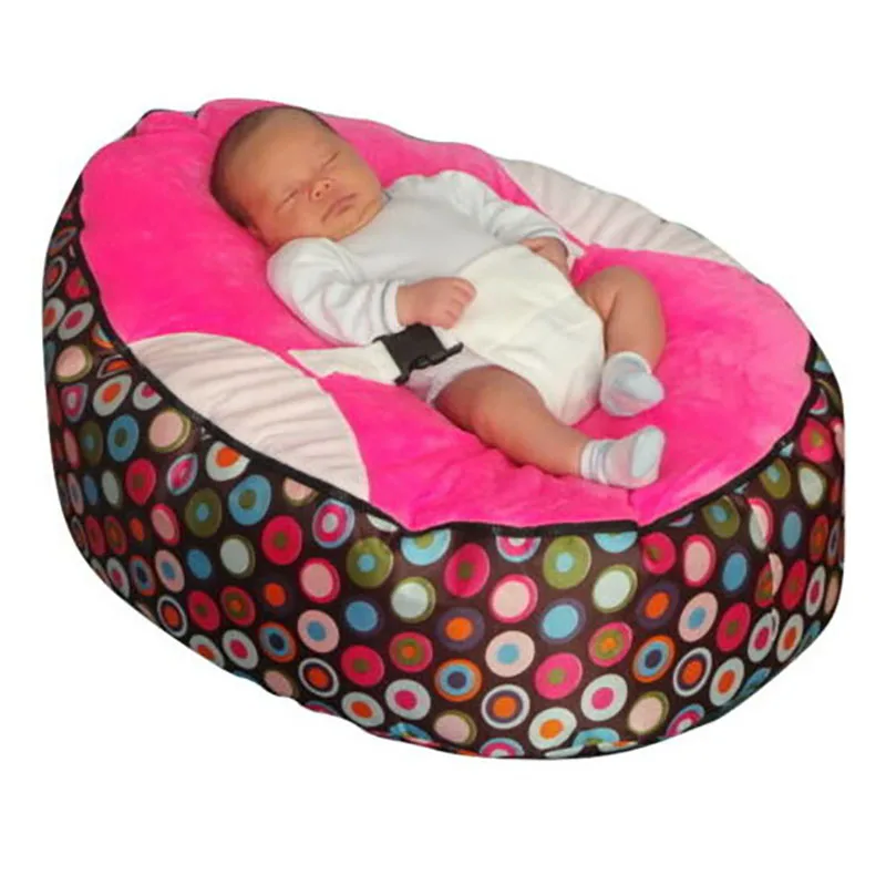 Soft Baby Chair Infant Bean Bag Bed cover without filler Pouf for Feeding Baby Snuggle Bed with Belt for Safety Protection