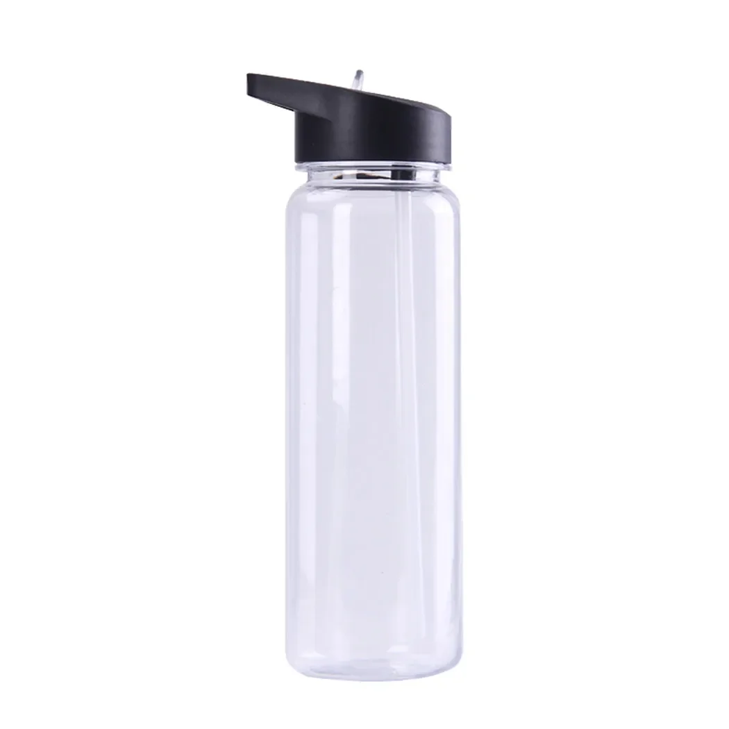 750ML PS Sports Water Bottle With Straw Top Lid Portable Leakproof Drink Mug Co-polyester White/black/grey Kitchen Drinkware