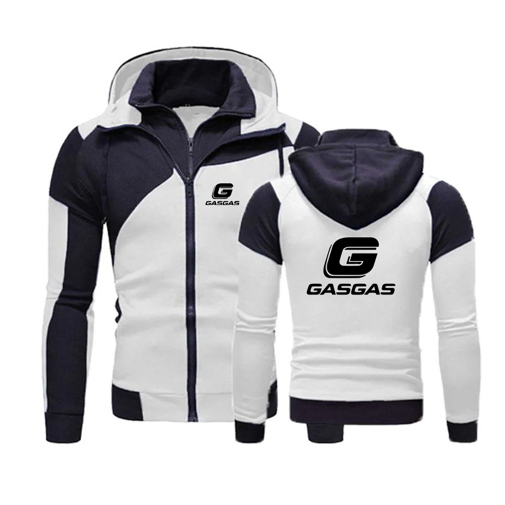 2023 New Motorcycles GasGas Printed Men\'s Hoodies Sweatshirts Colorblock Double Zipper Hooded Cardigan Slim Hoodie Sweatshirt