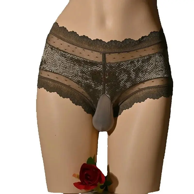 

Мужские кружевные трусики Sissy, сексуальные сетчатые трусы-футляры для геев, нижнее белье, прозрачные, ценные, ультратонкие трусы, эротические Hombre