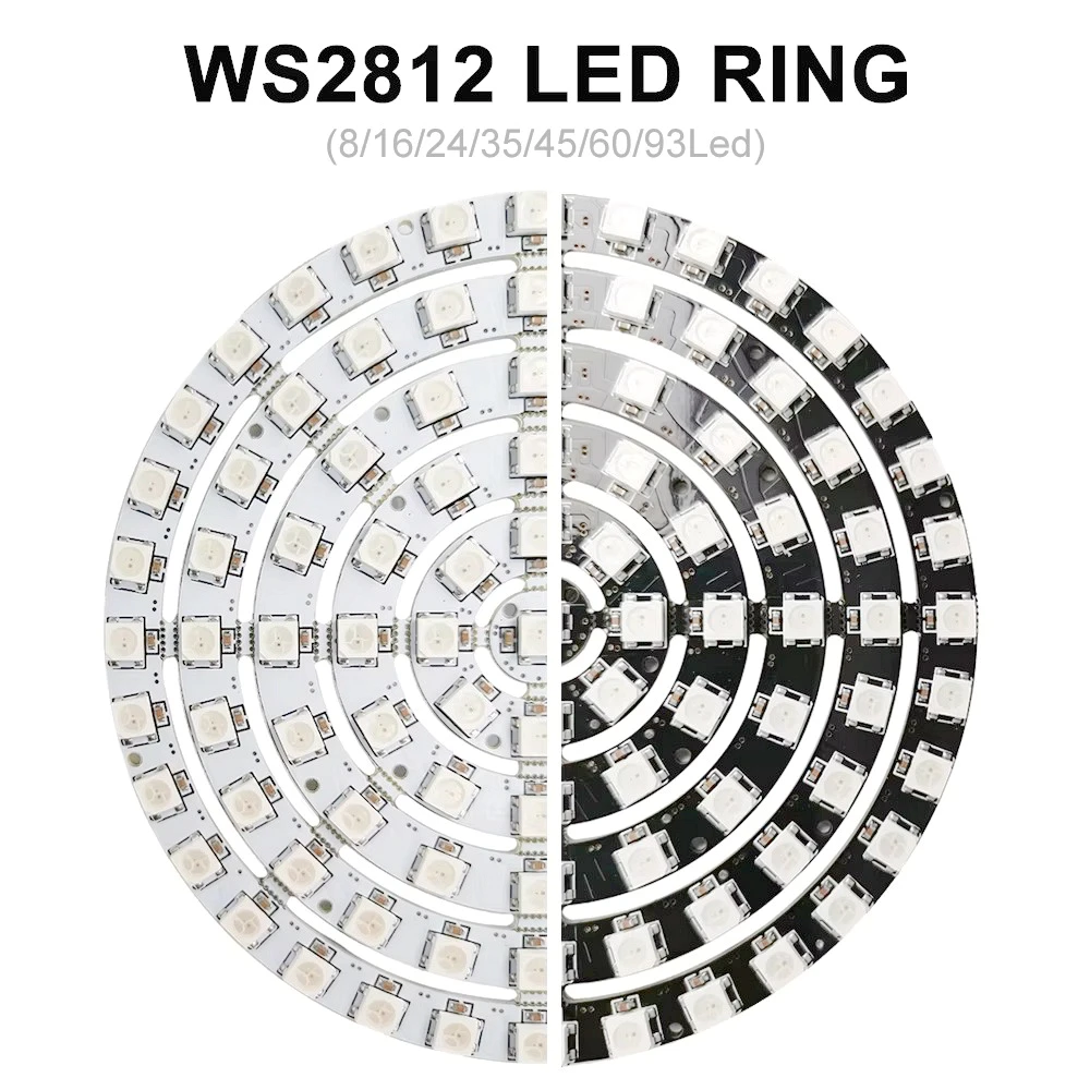 DC5V WS2812B LED Ring DIY Round Modules 93 Pixels Built-in RGBIC Individually Addressable WS2812 SMD5050 Circle Arduino