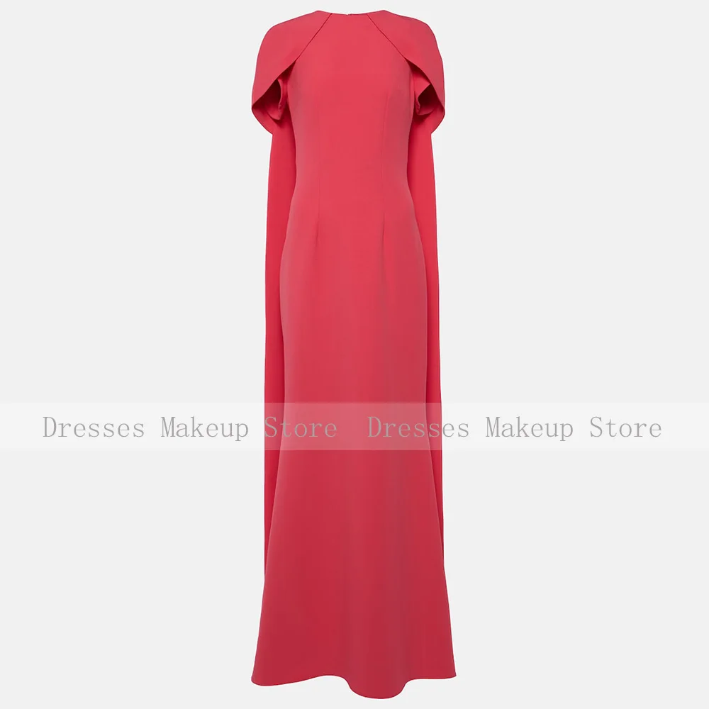 فساتين سهرة نسائية بطيخ رقبة دائرية كيب فساتين زفاف أنيقة 2025 بوق طول الأرض فستان رسمي طويل