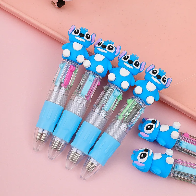 

5pcs Disney Stitch Lilo Figure Doll 4 Color Press Ballpoint Pen Cartoon Student Back To School Gift Pen Stationery Kids Toys