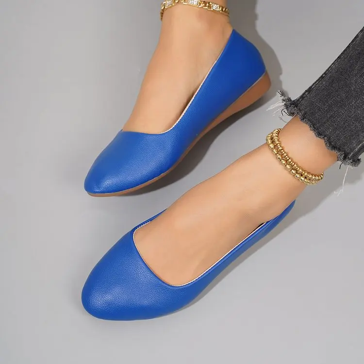 Einfarbige Ballerinas für Damen mit spitzer Zehenpartie, leicht und bequem, zum Hineinschlüpfen, für Alltag, Büro, Schule und Reisen – Detail 5