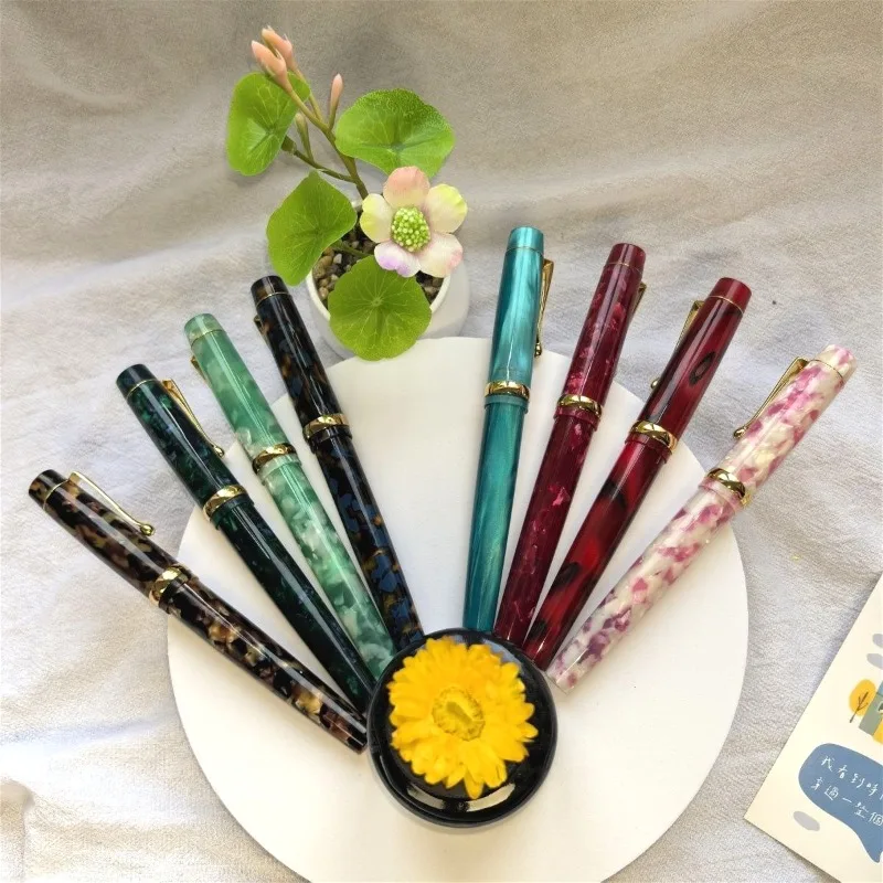 

Перьевая ручка HUXIAOSHAN Tofu из акриловой смолы, вращающаяся крышка, яркий наконечник Ef F M 0,38 0,5 0,6 0,7 мм, иридиевые ручки для письма, каллиграфии