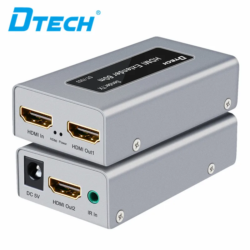Dtech Heißer Verkauf über Cat5e/6e Geschwindigkeit 60m 1080p@60hz HDMI Extender 60m mit IR für Computer