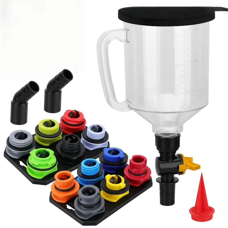 12 Adapters Elbow Accessories Screen and Storage Pallet Vehicle Tools Funnel Kit with 15L Capacity