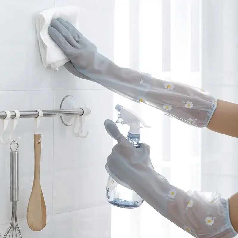 

Waterproof Housework Cleaning Gloves Kitchen Cleaning Latex Winter Warm Dishwashing Laundry Gloves Wear Resistant Rubber Gloves