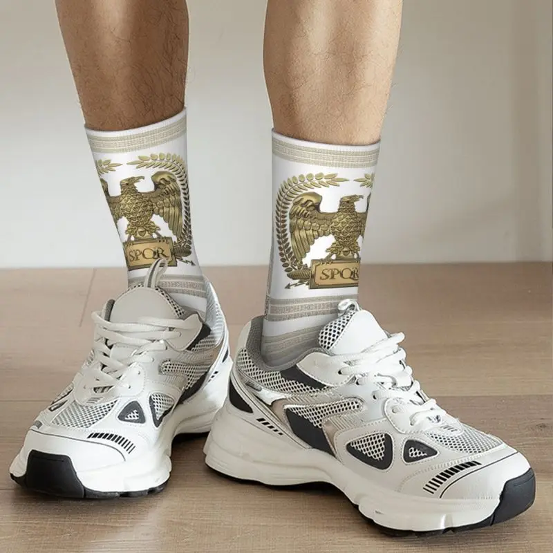 Kawaii Roman Empire Gold Imperial Eagle Socks donna uomo Warm 3D Print Rome SPQR Football Sports Socks