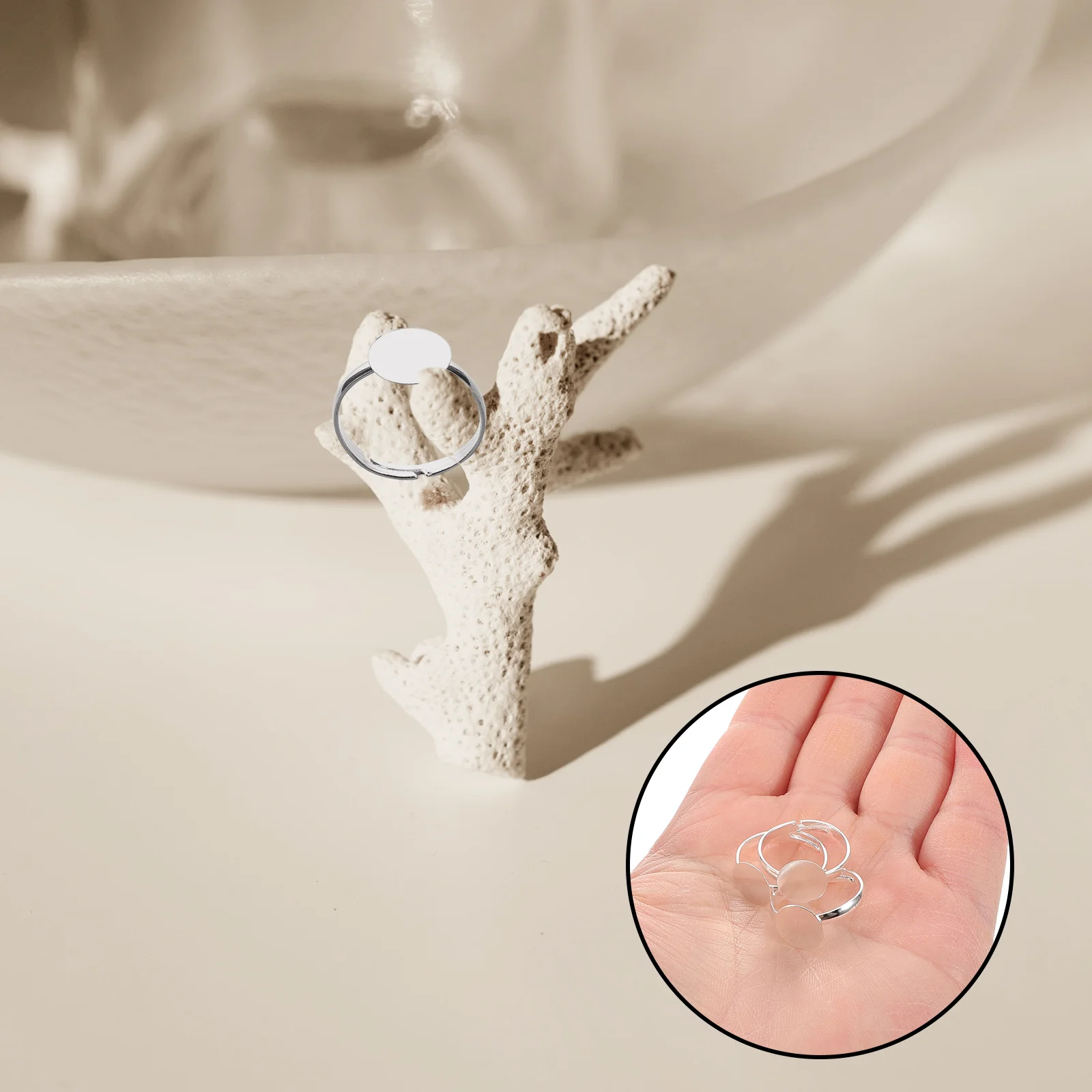 

20 Pcs Adjustable Ring Drag Blank Findings The Rings for Jewelry Making Plated Bases Resin