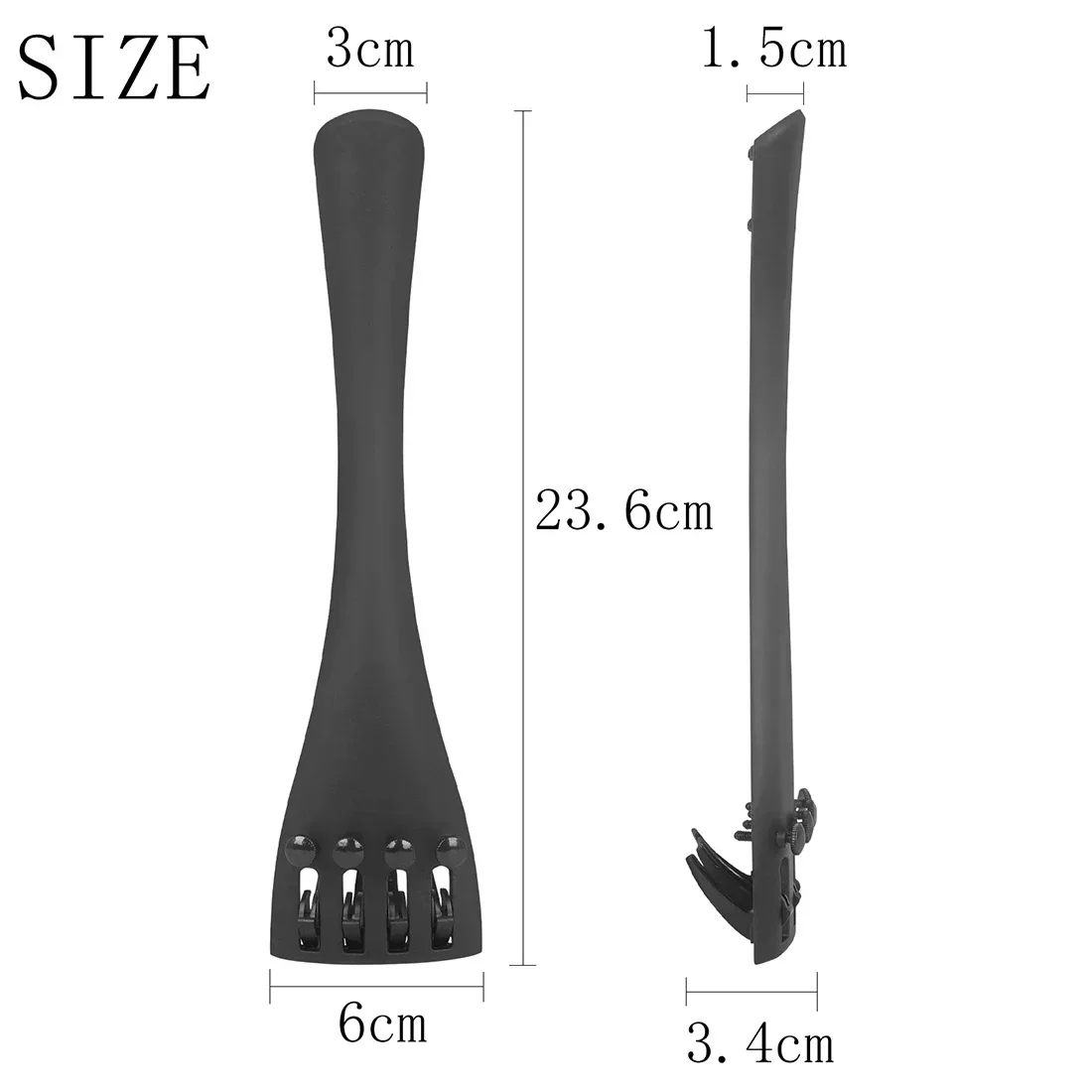 Cello Tailpiece 4/4 Inch Carbon Fiber with 4 Fine Tuners Adjustable Tailgut for Cello String Instrument Replacement Parts