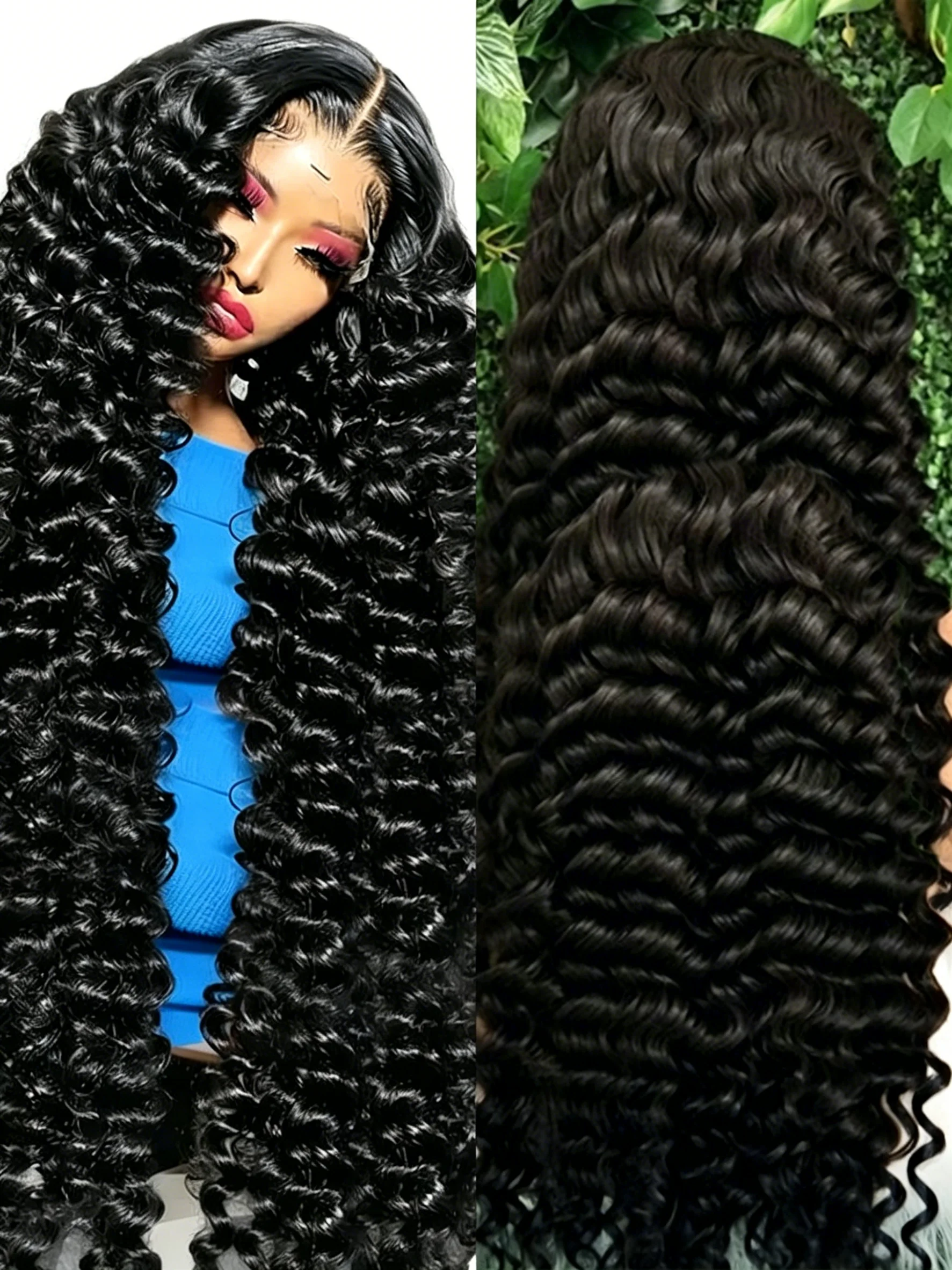 

250% High Density 13x6 HD Lace Front Wig Loose Deep Wave Curly Soft 30 46 Inch Preplucked Brazilian Virgin Hair For Black Women